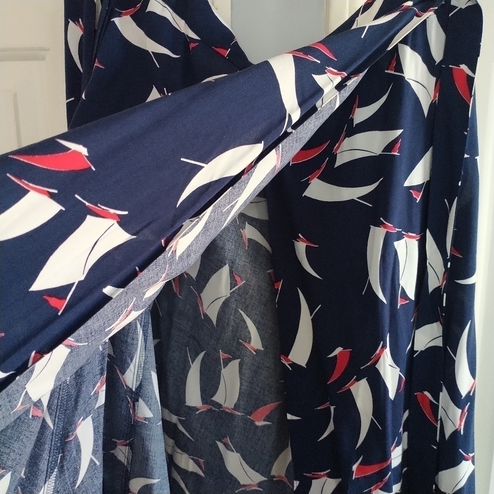 Chaps Nautical Navy Wrap Skirt L - Picture 5 of 10